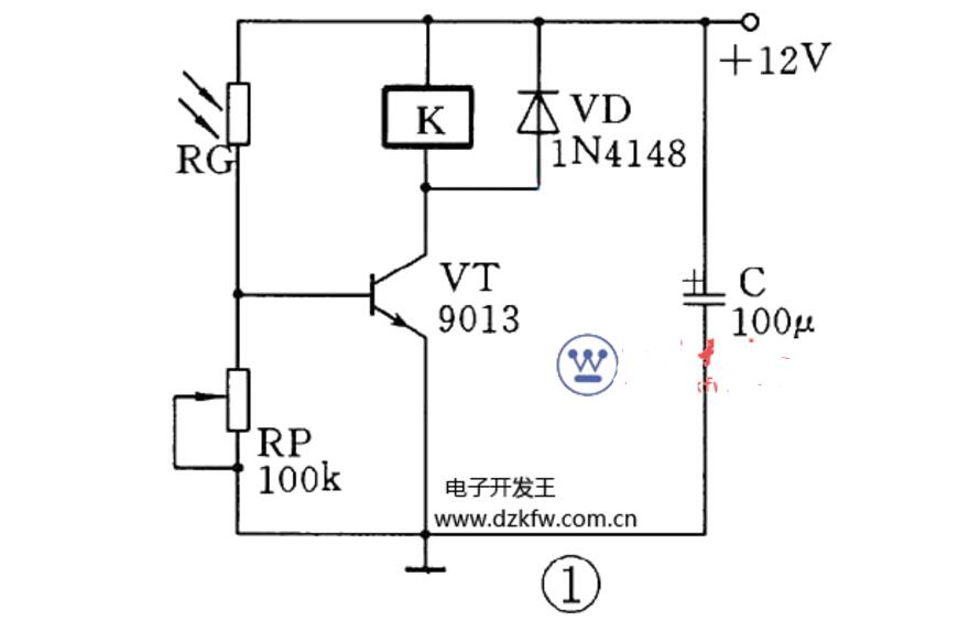 三极管组成的光控开关电路原理图