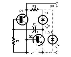 LED发光二极管闪烁电路图
