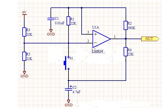 采用运放实现的单按键开关电路图