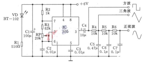 多种波形发生器电路图