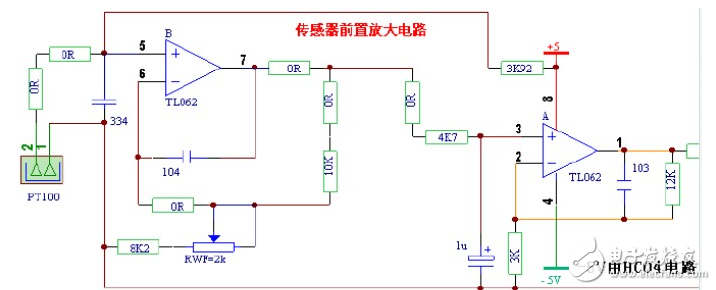 pt100温度传感器电路图