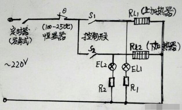 家用普通电烤箱工作原理电路图