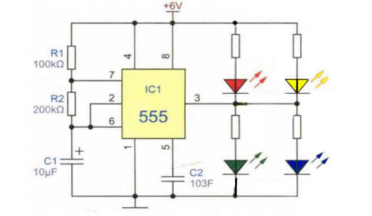 ne555双色闪光灯电路