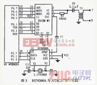 DTMF电路HT9200A与单片机的接口