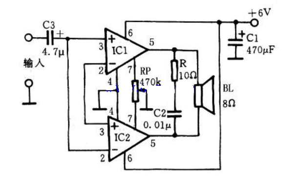 LM386简易OCL功放电路原理图