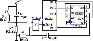 X25045看门狗电路硬件连接图及C语言看门狗程序