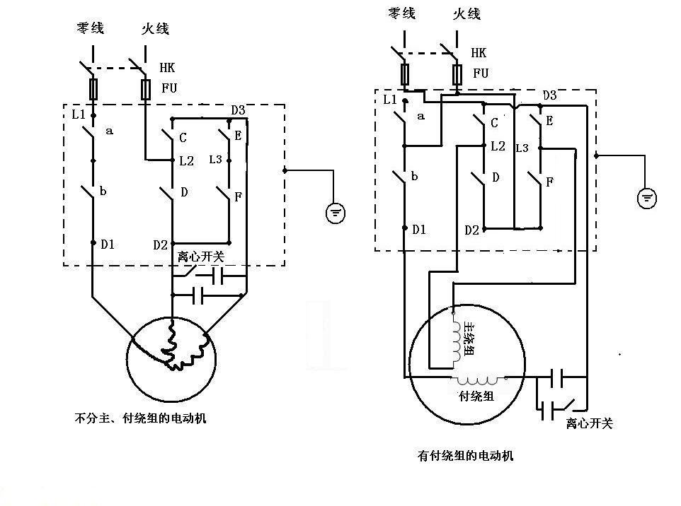 单相双值电容电机如何接线图