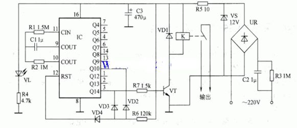 CD4060循环定时控制器电路原理图