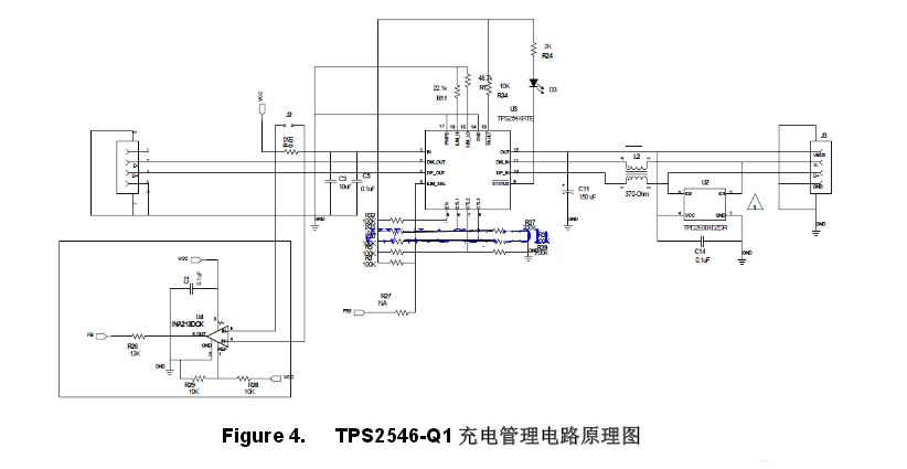 带线路补偿的车载USB充电器电路原理图