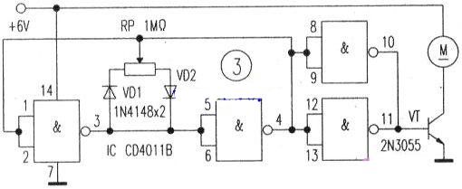 cmos集成电路组成的直流电机调速电路图