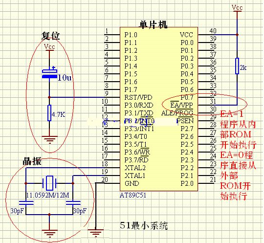 51单片机最小系统原理图和pcb