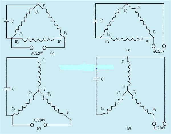 三相异步电机作单相运行接线图