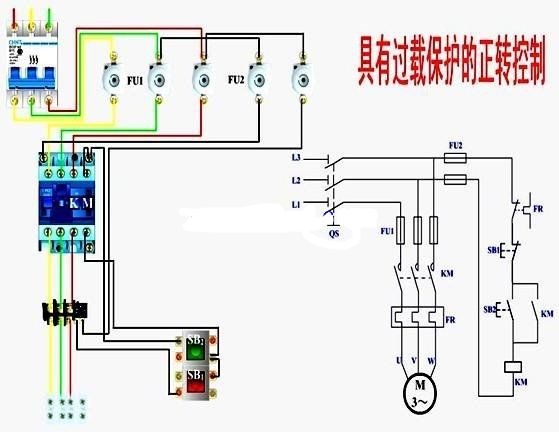 三相电动机过载保护正转控制电路图