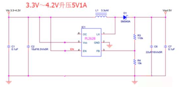 3.7v升压5v电路图