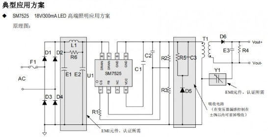 功率开关芯片SM7525功率兼容应用设计方案