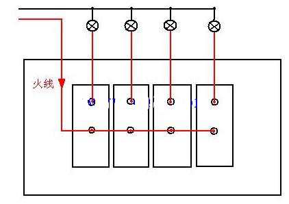 四联单控开关接线图实物图家用