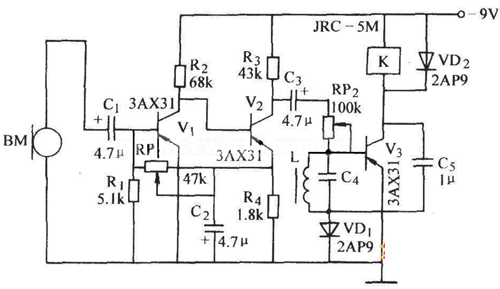 可用于选频声控的电路图