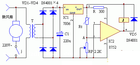 电冰箱风冷节电自控器电路图