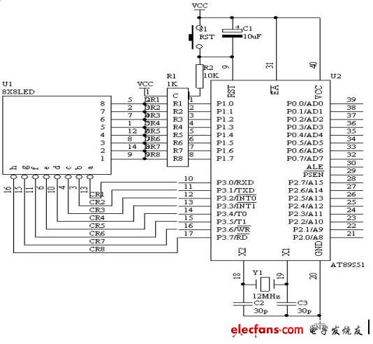 基于单片机的8X8 LED点阵显示技术