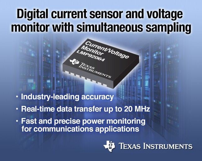 TI推出数字电流传感器及电压监控器