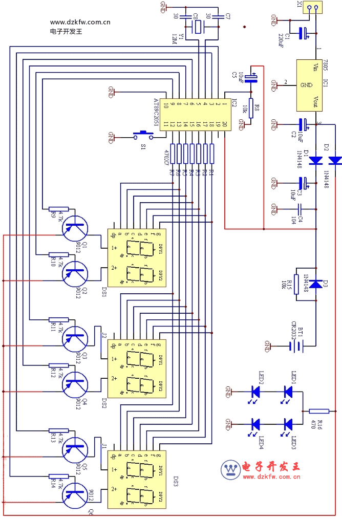 单片机数字时钟电路图