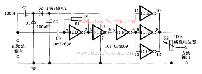 正弦波转方波电路，无源正弦波-方波转换器,Sinewave-square-waveconverter