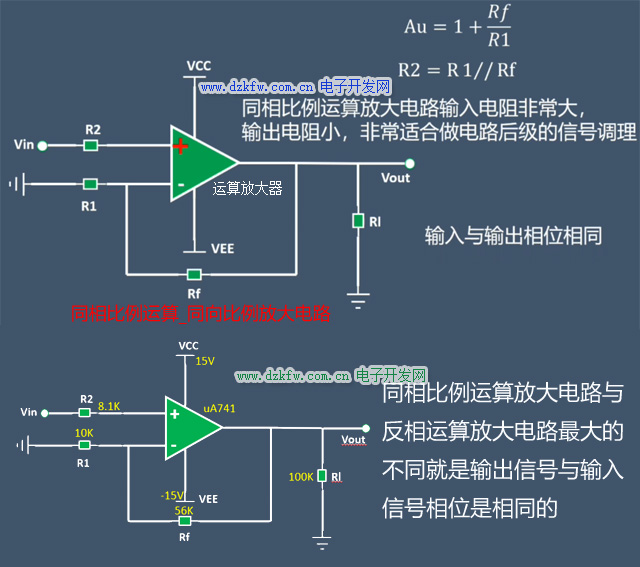 同相比例运算_同向比例放大电路_运算放大器