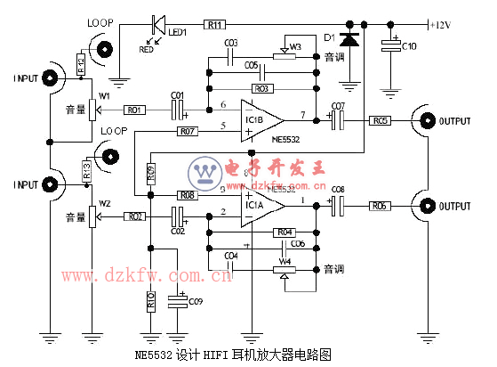 NE5532设计HIFI耳机放大器电路图