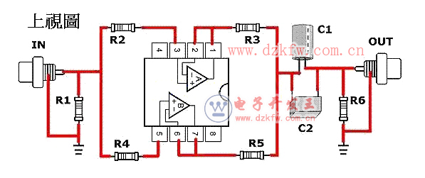 NE5532并联输出耳放电路实物接线图