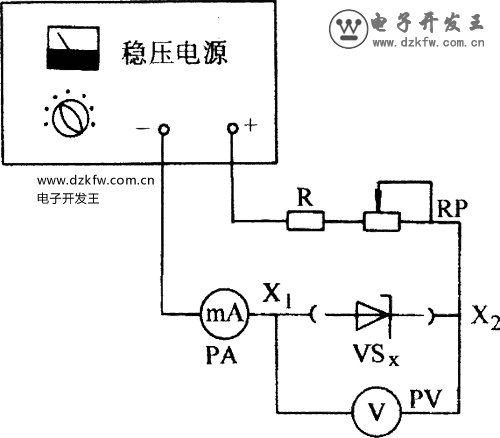 用稳压电源和电流表测试稳压二极管，稳压管测试方法