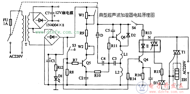 典型超声波加湿器电路原理图