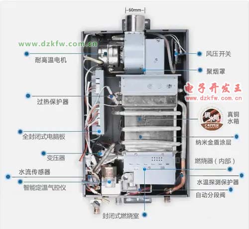 强排式热水器内部结构图