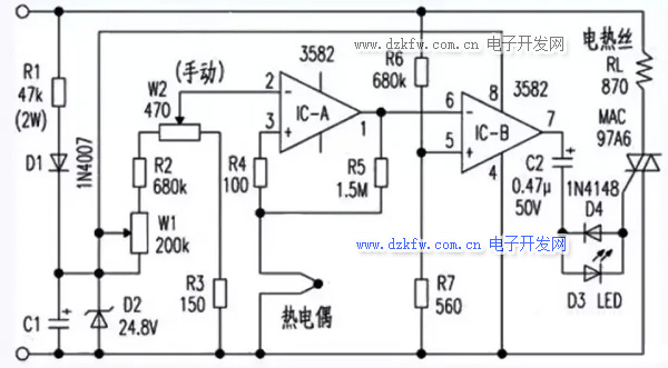 可调温电烙铁电路图