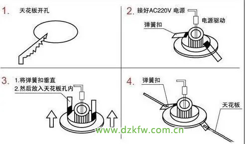 筒灯的安装示意图