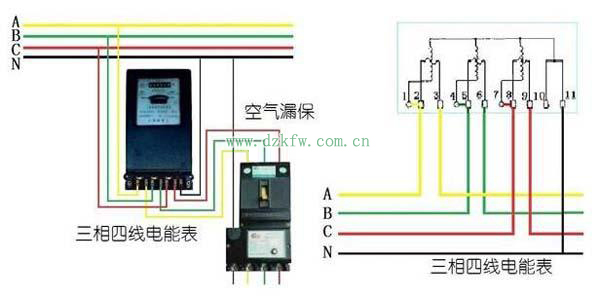 三相四线电表接线图/接线方法图解