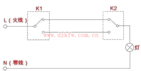 双控开关接线电路图